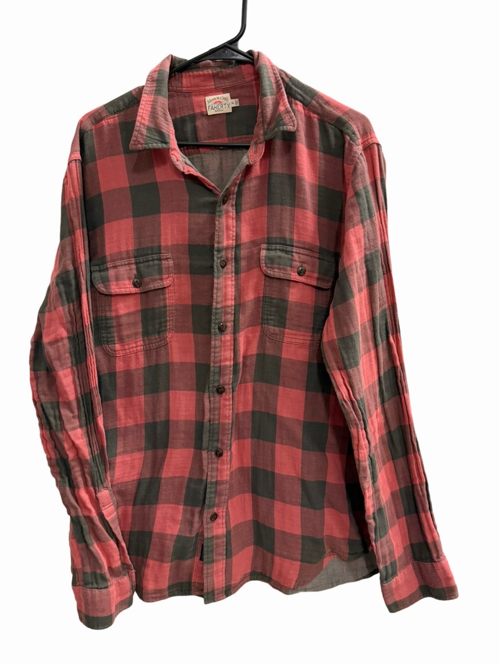 Faherty Red Charcoal Gray Buffalo Plaid Button Down Shirt Men’s XL